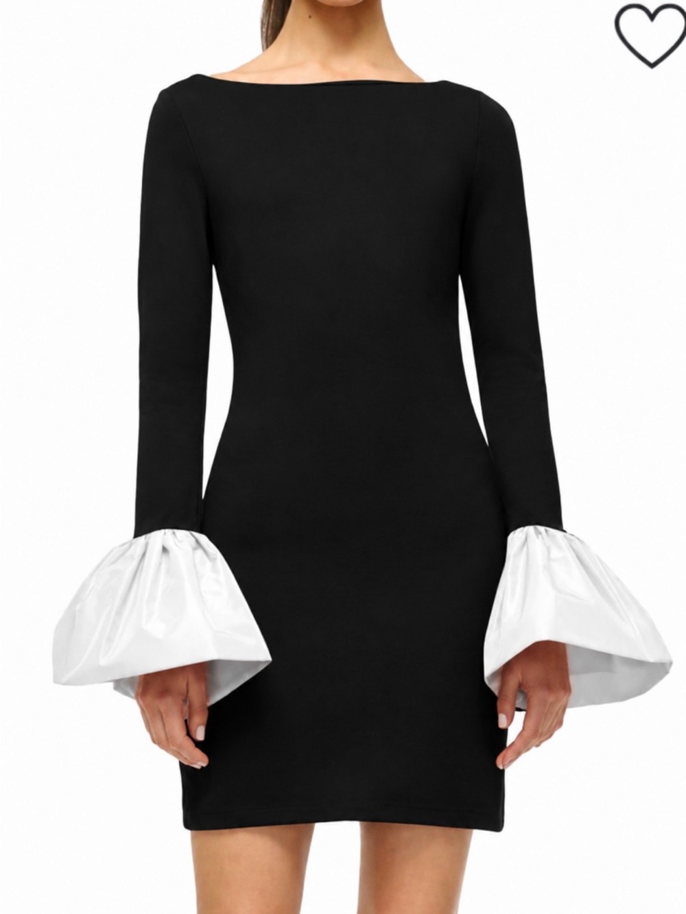 STAUD Black Mini Dress with White Statement Cuffs